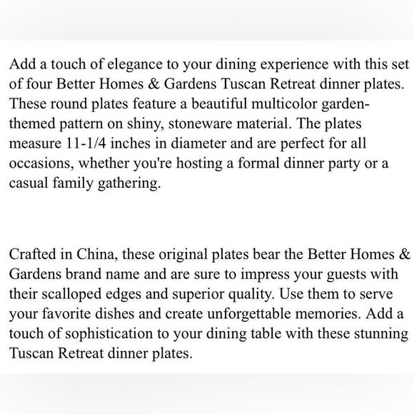 Better Homes And Gardens Deep 1 Dinner Plate 11 Inches Round Scalloped Brown Rim - Picture 9 of 11